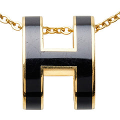 エルメス ポップアッシュ チェーン ペンダント ネックレス ゴールド ブラック メッキ レディース HERMES 【中古】