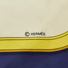 エルメス カレ90 GRAND APPARAT 盛装の馬 スカーフ 大判 ネイビー アイボリー系 シルク レディース HERMES 中古