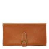 エルメス ベアン クラシック 長財布 ブラウン ゴールド金具 レザー レディース HERMES 中古