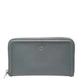 プラダ ラウンドファスナー 長財布 グレー サフィアーノレザー レディース PRADA 中古