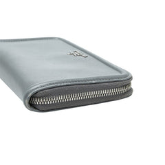 プラダ ラウンドファスナー 長財布 グレー サフィアーノレザー レディース PRADA 中古