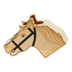 エルメス ツイリーリング カドリージュ ホースモチーフ スカーフリング ゴールド ブラック メッキ レディース HERMES 中古