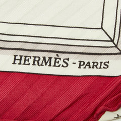 エルメス カレ90 Quai aux Fleurs 花咲く海岸通り スカーフ 大判スカーフ ホワイト ピンク シルク レディース HERMES 中古