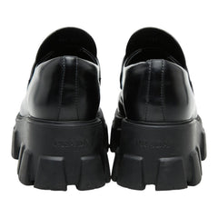 プラダ 三角ロゴプレート モノリス ローファー 厚底 サイズ37 1/2 649 ブラック ブラッシュドレザー レディース PRADA 【中古】