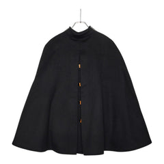 ルイ ヴィトン モノグラム ポンチョ ケープ コート サイズ40 ブラック ウール シルク レーヨン キュプラ レディース LOUIS VUITTON 【中古】