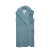 マックスマーラ テディベア ロングベスト ジレ サイズXS ブルー系 アルパカ ウール シルク レディース MAX MARA 【中古】