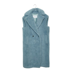 マックスマーラ テディベア ロングベスト ジレ サイズXS ブルー系 アルパカ ウール シルク レディース MAX MARA 【中古】