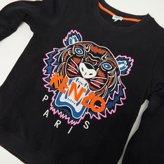 ケンゾー タイガー エンブロイダリー スウェット トレーナー サイズS ブラック コットン ポリウレタン レディース KENZO 【中古】