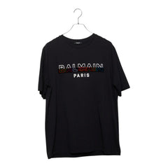 バルマン ロゴ 半袖Tシャツ サイズ:L EG000BB26 ブラック マルチカラー コットン メンズ BALMAIN 【中古】