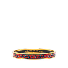 エルメス エマイユPM 七宝焼き バングル ゴールド レッド メッキ レディース HERMES 【中古】