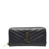 サンローラン モノグラム YSLロゴ ラウンドファスナー 長財布 358094 ブラック レザー レディース SAINT LAURENT 【中古】
