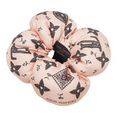 ルイ ヴィトン シュシュ フルール ローンド ヘアアクセサリー ヘアゴム M96840 ピンク ブラック シルク レディース LOUIS VUITTON 【中古】