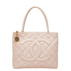 シャネル ココマーク マトラッセ 復刻トート トートバッグ ライトピンク ゴールド キャビアスキン レディース CHANEL 中古