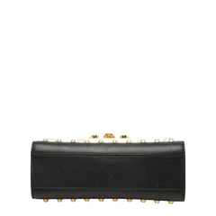 グッチ パドロック スタッズ チェーン ショルダーバッグ 432182 ブラック ゴールド レザー フェイクパール レディース GUCCI 中古