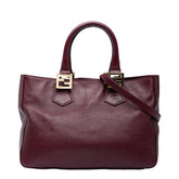 フェンディ FFロゴ ハンドバッグ ショルダーバッグ 2WAY ボルドー レザー レディース FENDI 中古