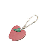 エルメス アップル リンゴ モチーフ チャーム シルバー レッド メタル レザー レディース HERMES 【中古】