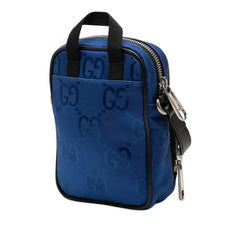 グッチ オフ ザ グリッド 斜め掛け ショルダーバッグ 643882 ブルー ブラック ナイロン レザー レディース GUCCI 【中古】