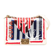 シャネル ボーイシャネル ココマーク CUBA チェーン ショルダーバッグ ホワイト レッド マルチカラー ラムスキン スパンコール キャンバス レディース CHANEL 【中古】