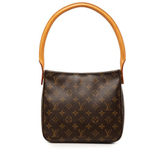 ルイ ヴィトン モノグラム ルーピングMM ショルダーバッグ ハンドバッグ M51146 ブラウン PVC レザー レディース LOUIS VUITTON 【中古】