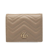 グッチ GGマーモント 二つ折り財布 コンパクトウォレット ダブルG 466492 グレージュ レザー レディース GUCCI 中古