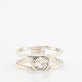 グッチ インターロッキングG オープンバンド リング 指輪 #9 SV925 シルバー レディース GUCCI 【中古】