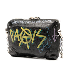 バレンシアガ グラフィティ チェーン ショルダーバッグ 500800 ブラック レザー レディース BALENCIAGA 【中古】