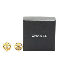 シャネル ココマーク ラウンド ラインストーン イヤリング ゴールド メッキ レディース CHANEL 【中古】