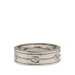 グッチ インターロッキングG リング 指輪 #13 K18WG ホワイトゴールド レディース GUCCI 【中古】