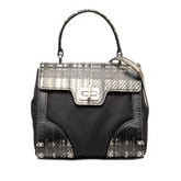プラダ チェック 斜め掛け ハンドバッグ ショルダーバッグ 2WAY 1BA014 ブラック PVC ナイロン レディース PRADA 【中古】
