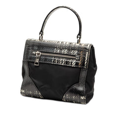 プラダ チェック 斜め掛け ハンドバッグ ショルダーバッグ 2WAY 1BA014 ブラック PVC ナイロン レディース PRADA 【中古】