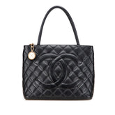 シャネル ココマーク マトラッセ 復刻トート トートバッグ ブラック キャビアスキン レディース CHANEL 【中古】