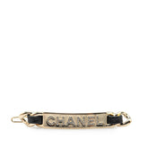 シャネル ロゴ バレッタ ヘアアクセサリー ゴールド ブラック メッキ レザー ラインストーン レディース CHANEL 【中古】