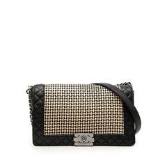 シャネル ココマーク ボーイシャネル チェーン ショルダーバッグ ブラック ベージュ ラムスキン レディース CHANEL 【中古】