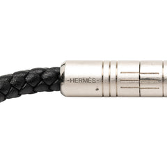 エルメス トーテム ブレスレット ブラック シルバー レザー メタル レディース HERMES 【中古】