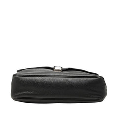 プラダ 三角ロゴプレート 斜めかけ ショルダーバッグ ブラック レザー レディース PRADA 中古