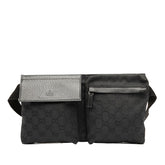 グッチ GGキャンバス ウエストバッグ ボディバッグ 28566 ブラック キャンバス レザー メンズ GUCCI 【中古】