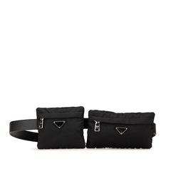プラダ チェーン付き ベルトバッグ ボディバッグ 38/95 2CN212 ブラック ナイロン メンズ PRADA 【中古】