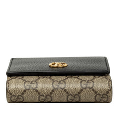 グッチ GGスプリーム ダブルG ミディアム ウォレット 598587 ベージュ ブラック PVC レザー レディース GUCCI 中古