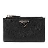 プラダ 三角ロゴプレート カードケース コインケース フラグメントケース ブラック レザー レディース PRADA 【中古】