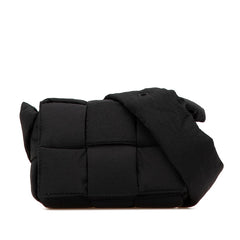 ボッテガヴェネタ ミニ カセット ショルダーバッグ クロスボディバッグ 691018 VB081 ブラック ナイロン メンズ BOTTEGAVENETA 【中古】