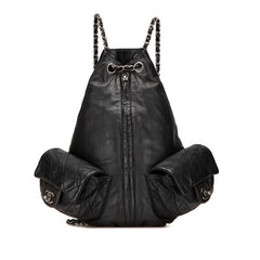 シャネル マトラッセ チェーン リュック バックパック A65834 ブラック ラムスキン レディース CHANEL 【中古】