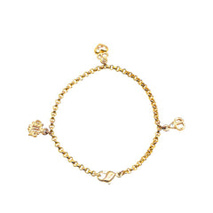 ディオール エンブレムロゴ CDロゴ ハート モチーフ ラインストーン チェーン ブレスレット ゴールド メッキ レディース Dior 【中古】