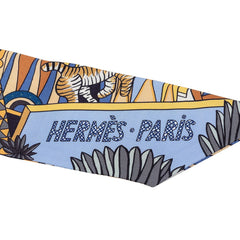 エルメス ツイリー アニマポリス Animapolis スカーフ 新タグ ブルー マルチカラー シルク レディース HERMES 【中古】