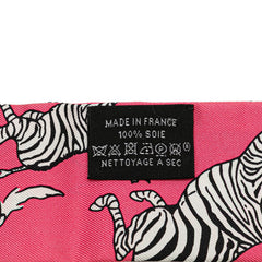 エルメス ツイリー LES ZEBRES BANDANA ゼブラ バンダナ スカーフ ピンク ブラック シルク レディース HERMES 【中古】