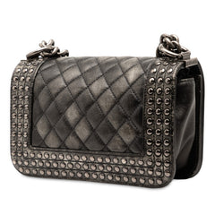 シャネル ココマーク スタッズ ボーイシャネル20 斜め掛け チェーン ショルダーバッグ ブラック系 ラムスキン レディース CHANEL 【中古】