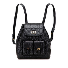 ディオール マクロカナージュ Caro カロ ミディアム リュック バッグパック ブラック レザー レディース Dior 中古