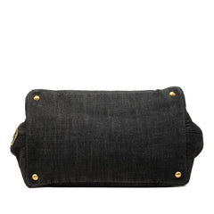 プラダ 三角ロゴプレート カナパ トートバッグ ショルダーバッグ 2WAY B2642B ブラック ネロ デニム レディース PRADA 中古