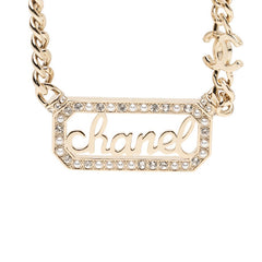 シャネル ヴィンテージ ロゴ ローグ チェーン ネックレス ゴールド メッキ フェイクパール ラインストーン レディース CHANEL 【中古】
