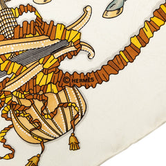 エルメス カレ90 LES FETES DU ROI SOLEIL 太陽王の祝典 スカーフ ホワイト マルチカラー シルク レディース HERMES 【中古】