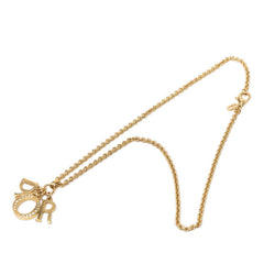 ディオール ロゴ チェーン ネックレス ゴールド メッキ ラインストーン レディース Dior 【中古】